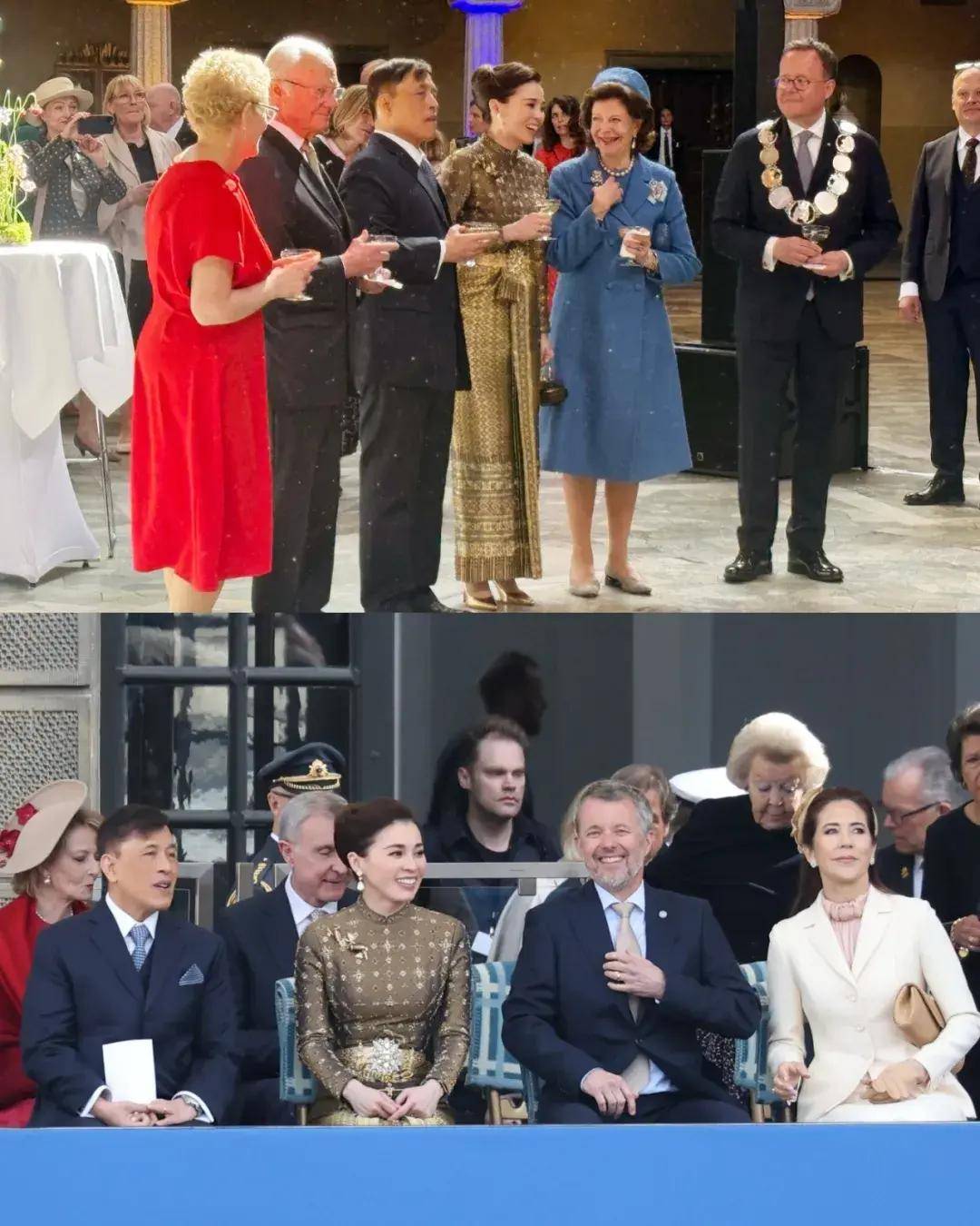 王室云集！泰国国王赴瑞典祝寿，王后造型意外抢镜